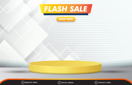 flash sale template banner with blank space 3d podium for product sale with abstract gradient white background designのイラスト素材