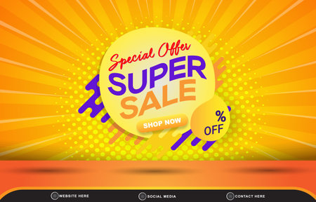special offer super sale discount template banner with blank space for product sale with abstract gradient orange and yellow background designのイラスト素材