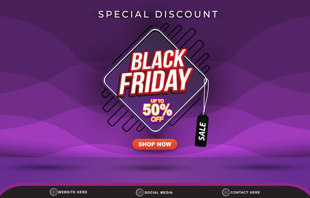 special discount black friday sale template banner with blank space for product sale with abstract gradient purple and blue background designのイラスト素材