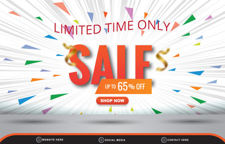 limited sale discount social media template banner with blank space for product sale with abstract gradient white background designのイラスト素材
