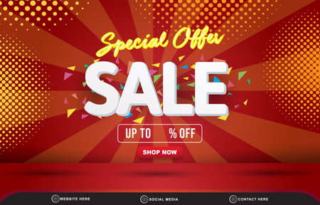 special offer discount sale template banner with blank space for product sale with abstract gradient red and orange background designのイラスト素材