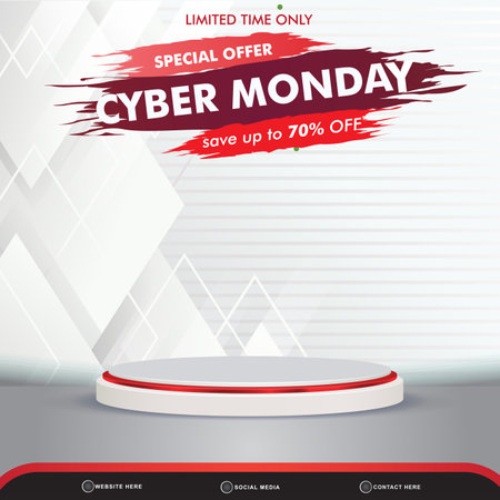 limited special offer banner social media template post with blank space 3d podium for product with abstract white gradient background designのイラスト素材