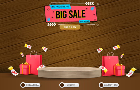 weekend big sale discount template banner with blank space for product with abstract brown and luxury gradient background designのイラスト素材