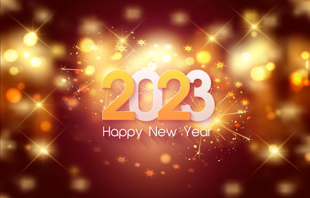 new year 2023 with colorful sparkle luxury shiny with abstract dark red gradient background design