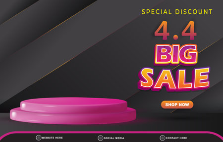 special discount 04.04 big sale template banner with copy space 3d podium for product sale with abstract gradient black background designのイラスト素材