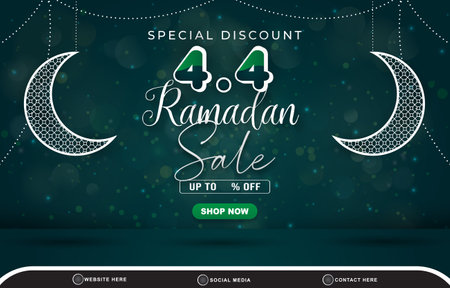 special discount 04.04 ramadan sale template banner with copy space for product sale with abstract gradient green background designのイラスト素材