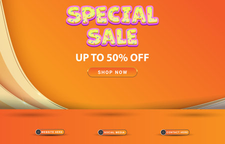 special sale banner with blank space podium for product with gradient orange and yellow background designのイラスト素材