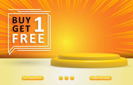 discount sale banner social media template post with blank space podium for product sale with gradient orange backgroundのイラスト素材