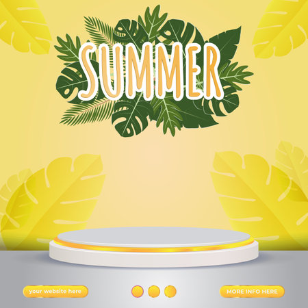 summer sale social media template post with blank space podium for product with gradient yellow designのイラスト素材
