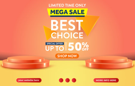 mega sale banner social media template post with blank space podium for product sale with gradient backgroundのイラスト素材