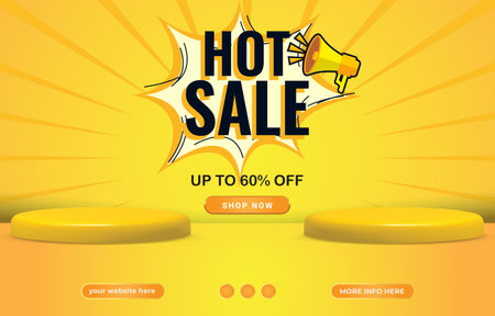 hot sale social media template post with blank space podium for product with gradient orange and yellow backgroundのイラスト素材