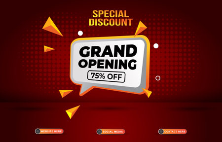 grand opening sale social media template post banner with blank space for product with gradient red backgroundのイラスト素材