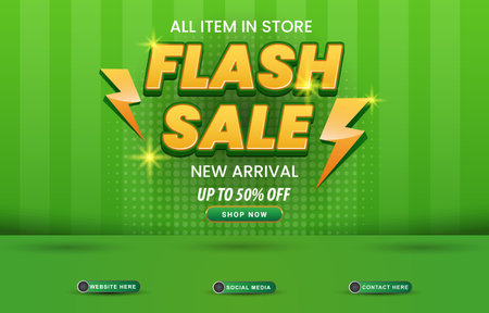 flash sale social media template banner with blank space for product with gradient green abstract backgroundのイラスト素材