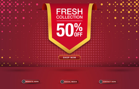 sale discount social media template banner with blank space for product with gradient red and purple abstract backgroundのイラスト素材