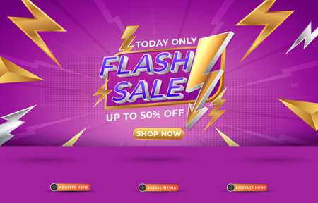 flash sale social media template banner with blank space for product with gradient purple backgroundのイラスト素材