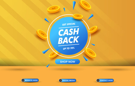special cashback sale social media template banner with blank space for product with abstract gradient orange and yellow backgroundのイラスト素材