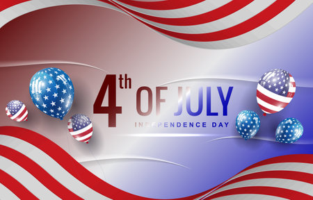 4th of july american independence day landscape banner for social media post with abstract gradient red white and blue background designのイラスト素材