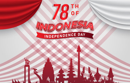 78th of august indonesian independence day landscape banner for social media post with abstract gradient red and white background design1のイラスト素材