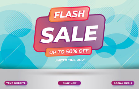 flash sale banner with blank space for product sale with blue background design