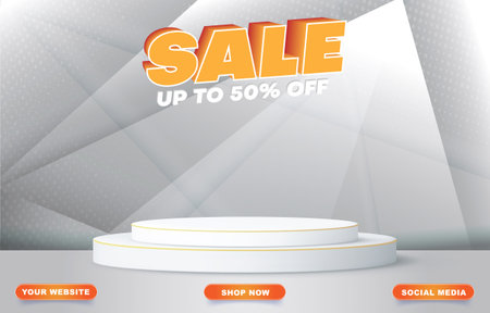 sale podium for product sale with orange background designのイラスト素材