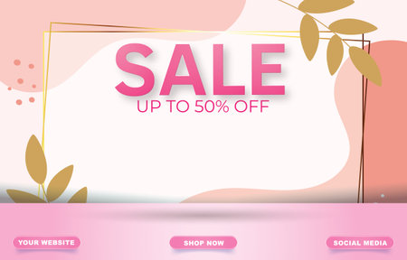 sale banner with blank space for product sale with cute pink background designのイラスト素材