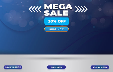 mega sale banner with blank space for product sale with abstract blue background designのイラスト素材