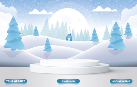 winter podium with blank space for product sale with white background designのイラスト素材