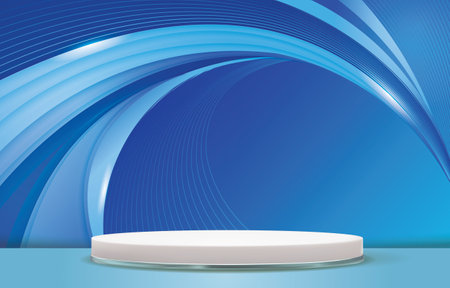 elegant podium with blank space for product sale with blue background designのイラスト素材