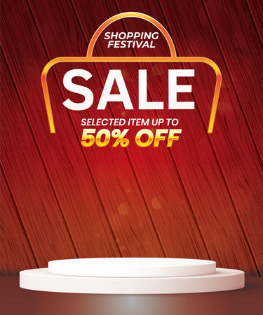 elegant sale banner podium for product sale with red backgroundのイラスト素材