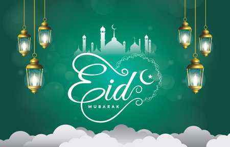 beautiful eid mubarak background with green colour design