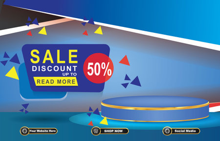 discount sale banner with blank space podium for product saleのイラスト素材