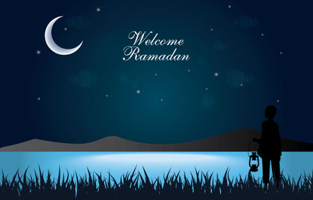 welcome ramadan background with blank space and copy space for textのイラスト素材