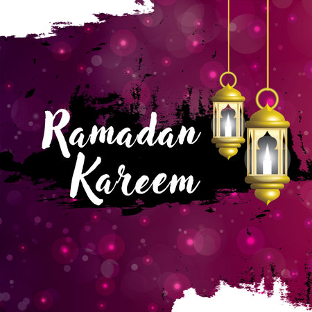 ramadan kareem background with purple colour designのイラスト素材