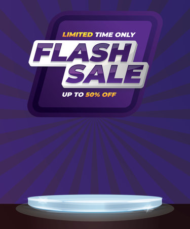 flash sale banner for social media post with purple backgroundのイラスト素材