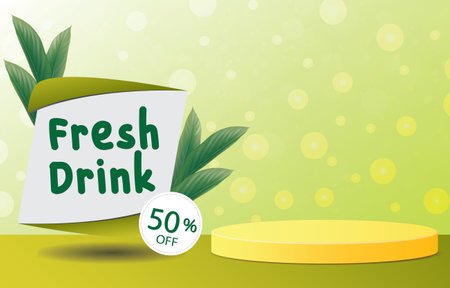 fresh drink podium for product with yellow backgroundのイラスト素材