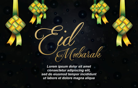 eid mubarak background with black colour designのイラスト素材