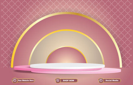 product sale podium with pink backgroundのイラスト素材
