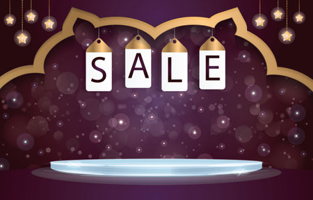 ramadan sale for social media post banner with purple backgroundのイラスト素材
