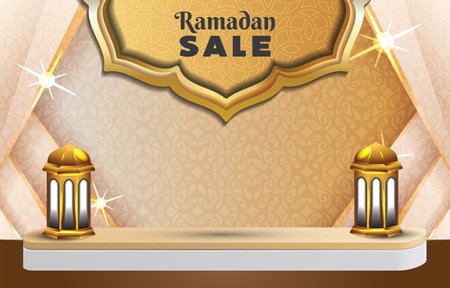 ramadan sale background with brown colour vektorのイラスト素材