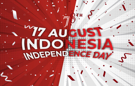 indonesian independence day 78th of august banner with abstract gradient red and white background design16のイラスト素材