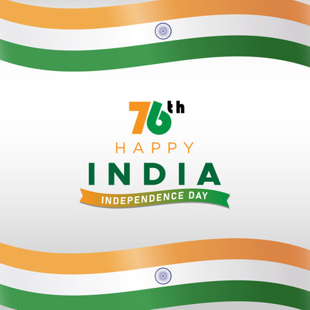 happy india independence day 76th of august banner with orange white and green background design3のイラスト素材
