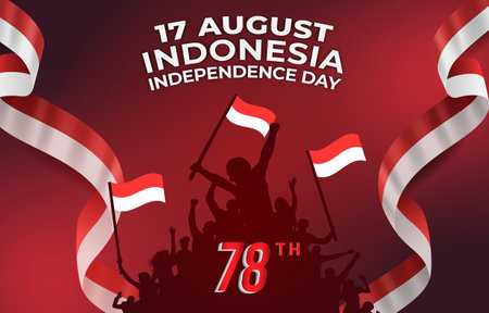 indonesian independence day 17th of august banner with abstract gradient red and white background...