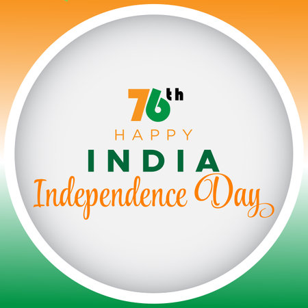 happy india independence day 76th of august banner with orange white and green background design101