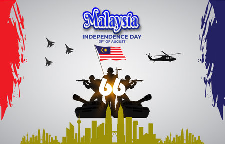 66th malaysia independence day 31th of august banner with abstract gradient white background designのイラスト素材