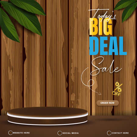 big deal sale discount square banner for social media post with blank space 3d podium for product sale with abstract gradient brown background designのイラスト素材