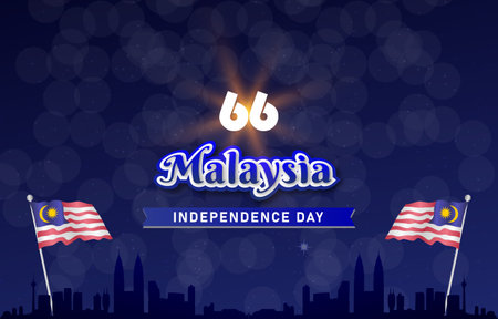 malaysia independence day 66th of august banner with abstract gradient blue background design121のイラスト素材
