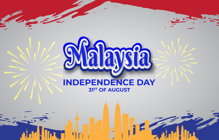 malaysia independence day 31th of august banner with abstract gradient yellow background design23のイラスト素材