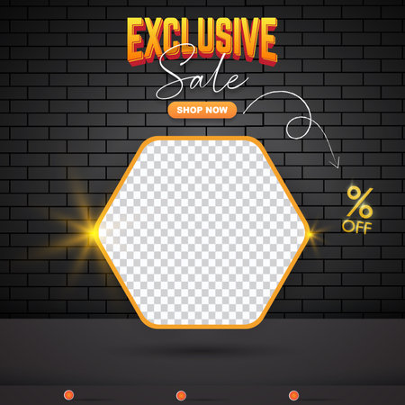 exclusive sale discount square banner for social media post with copy space frame for product sale with abstract gradient black background designのイラスト素材