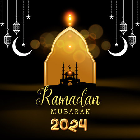 ramadan kareem 2024 banner with black and brown background design 16のイラスト素材