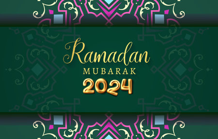 ramadan kareem 2024 banner with green background design 13のイラスト素材